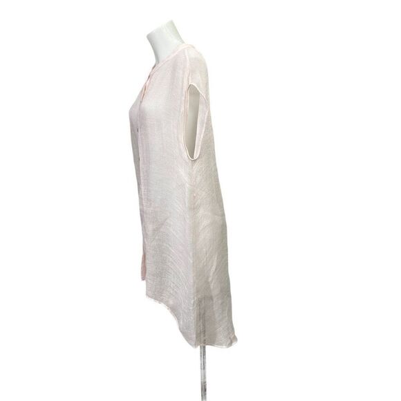 Eileen Fisher Shell Mandarin Sleeveless Button Up Mesh Cover Up Tunic Size L‎ - Picture 3 of 7